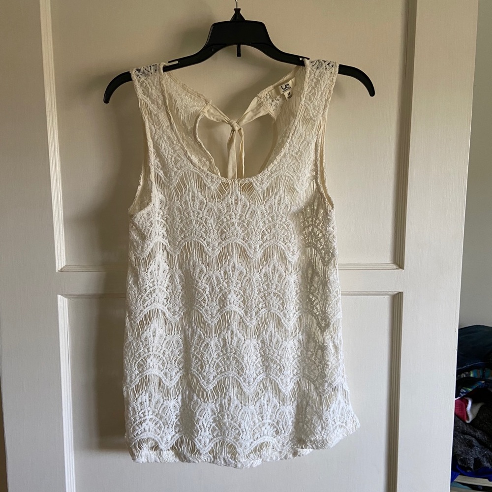 Ya Los Angeles sheer cream lace top